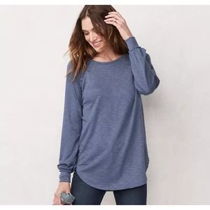 NWT Lauren Conrad Women's Long Raglan Sleeve Pullover Tunic‎ Top Size XXL Blue